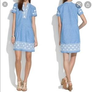 Madewell XS Chambray dress embroidered Sunstitch